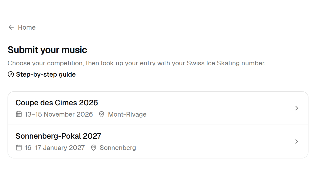 The list of competitions open for music submission.