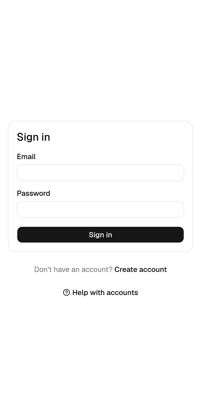 The Sign in form with email and password fields.